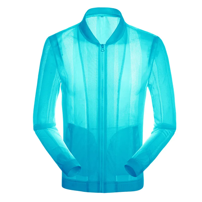 Roupa ultra fina de protetor solar respirável masculina, sunwear malha verão, roupa de pesca ao ar livre, tops vazados