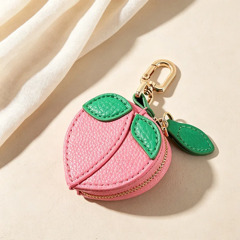 Women's Blueberry Fruit Charm Coin Purse Cute PU Leather Pendant Keychain Earphone Bag Mini Storage Bag