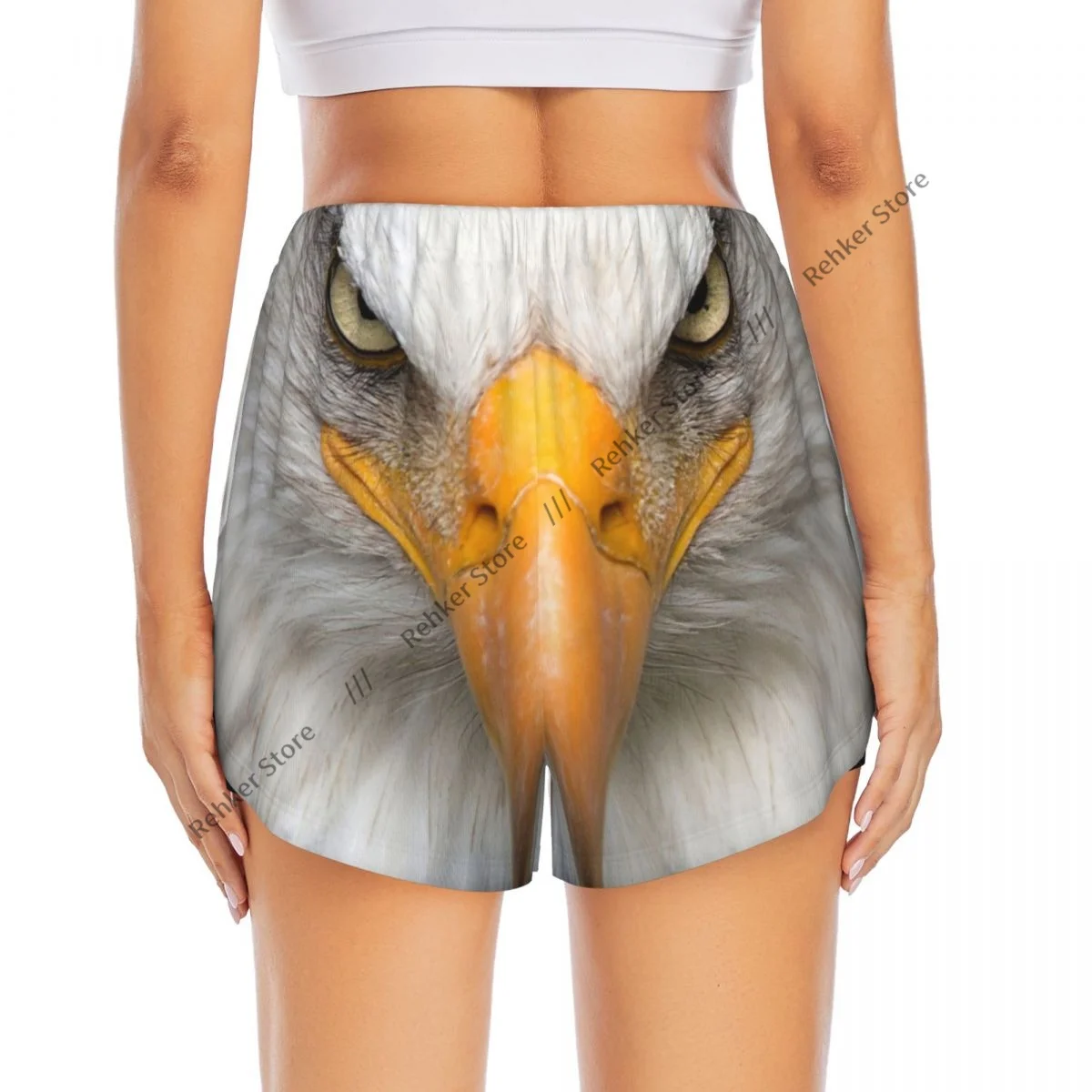 Bald Eagle ผู้หญิง Double Layered Quick-Dry กางเกงขาสั้นกีฬาสําหรับวิ่งพักผ่อนกลางแจ้งฟิตเนสออกกําลังกายกีฬา