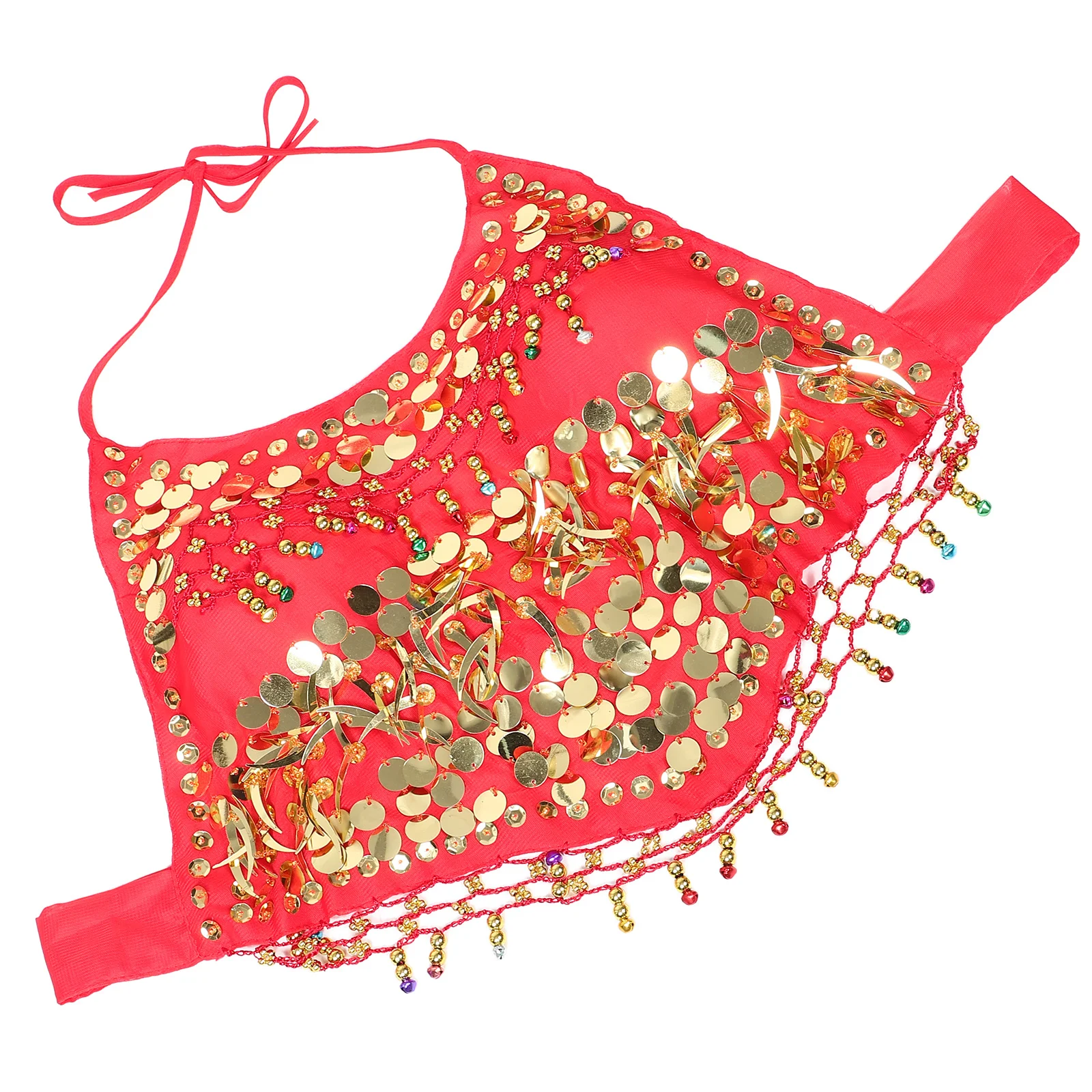 スパンコールベリーダンストップ女性用鮮やかな色のフリンジブラコスチューム衣装キラキラ光るフェスティバル部族パフォーマンスダンス衣装