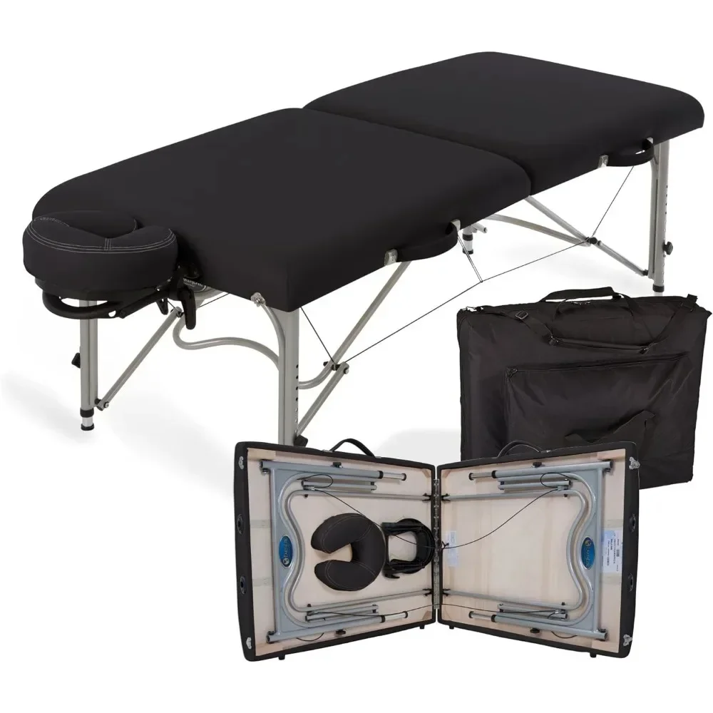 Portable Massage Table - Ultra-Lightweight, Patented Aluminum Reiki Frame Incl. Flex-Rest Face Cradle & Carry Case (29lb)