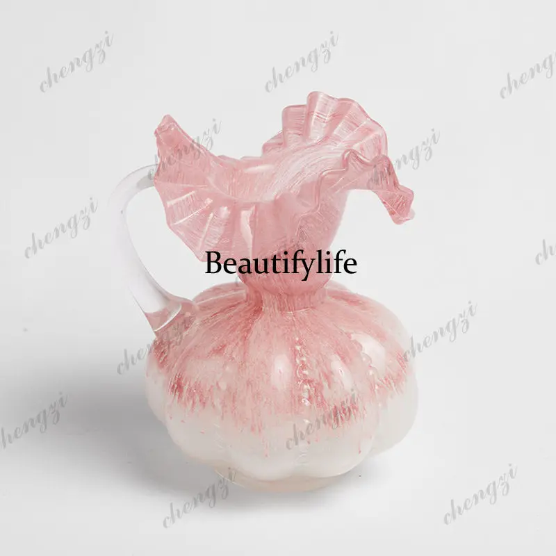 Glass vase medieval Fenton high sense glass art flower living room flower arrangement is beautiful