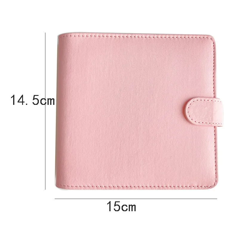 A7 Square Macaron Pink PU Leather DIY Binder Notebook Cover Diary Agenda Planner Paper Cover School Stationery