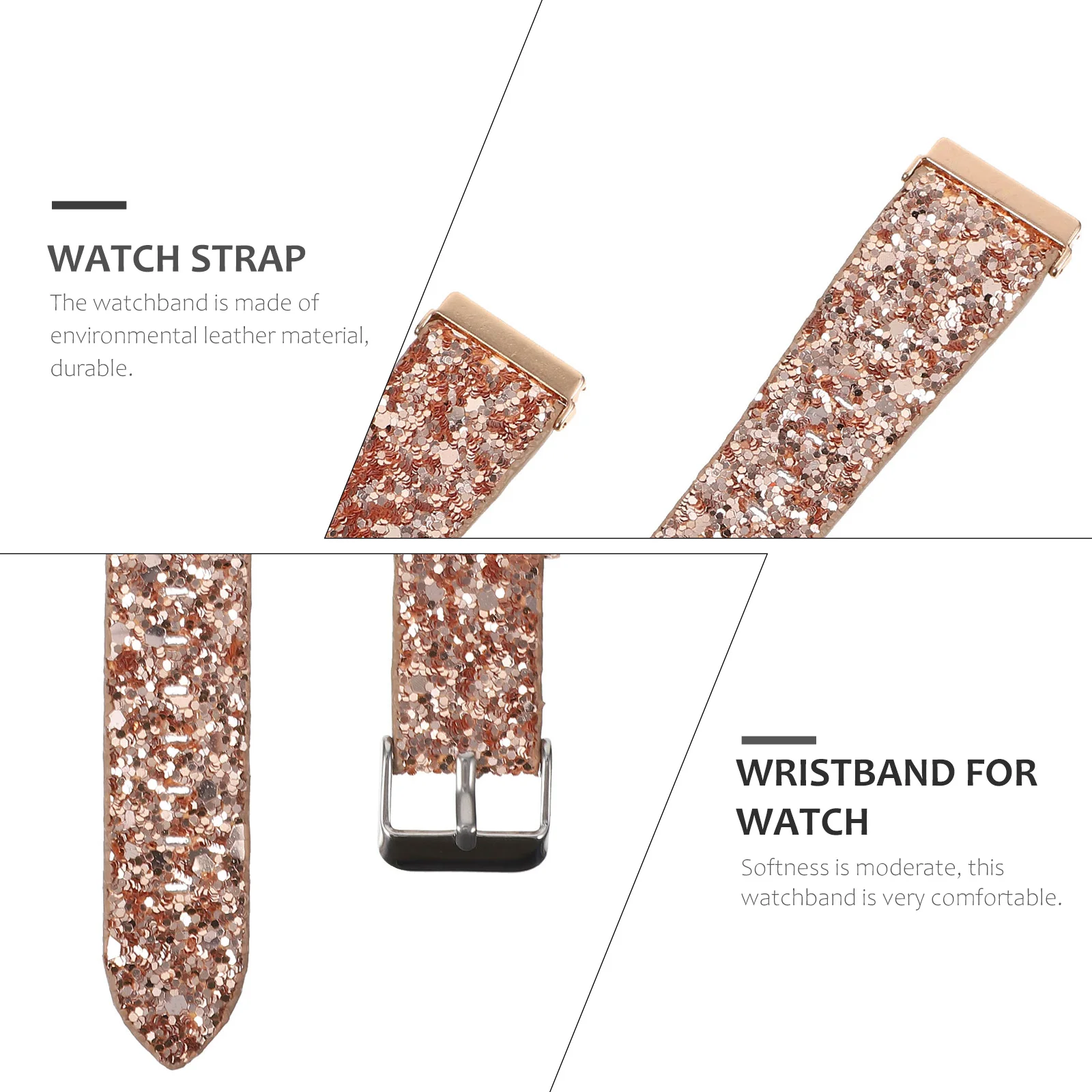 

Shiny Watchband for 2 Se Glitter PU Strap Sturdy Compression Molded Comfort Fit Wrist Band Gift Ready