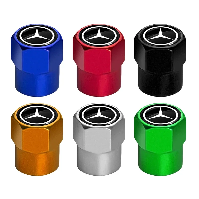 4PCS Metals Car Tire Valve Cap Dust Cover Car Styling Accessories For Mercedes Benz AMG A B C D M S R Class GLA CLA GLB GLC W222