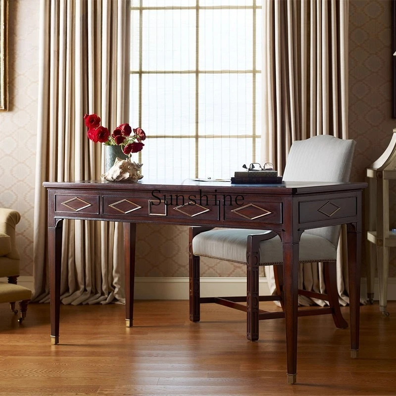 

American rural solid wood desk study medieval simple desk computer desk