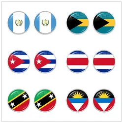 Guatemala,Bahamas,Cuba,Costa Rica,The Federation of Saint Kitts and Nevis,Antigua and Barbuda National Flag Glass Stud Earrings