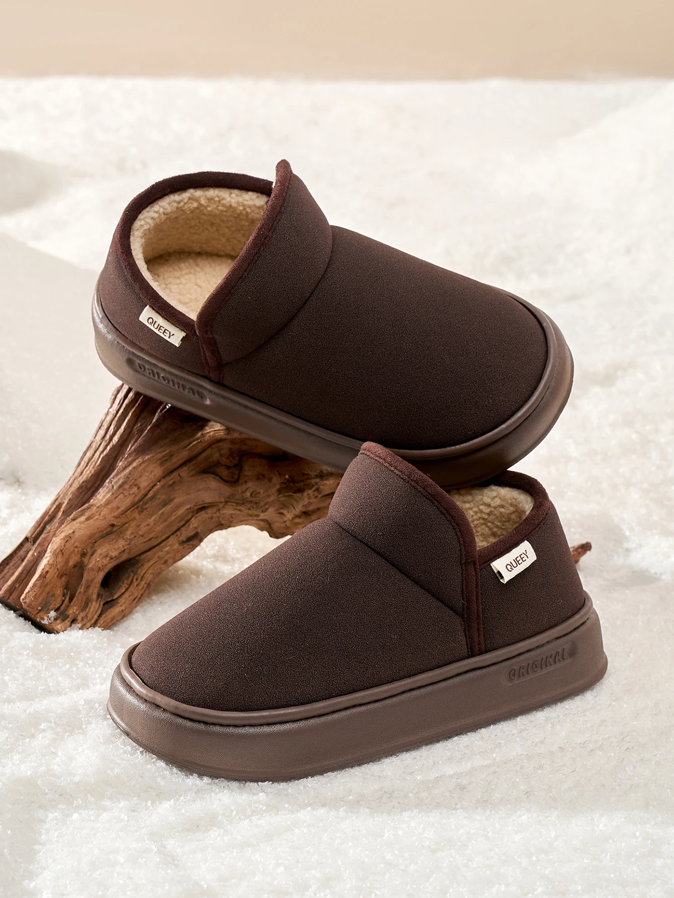 Men Winter Fleece Lined Slippers, Slip On Closed Back House Shoes, Thick Non-slip Sole Warm Indoor Outdoor Home Footwear