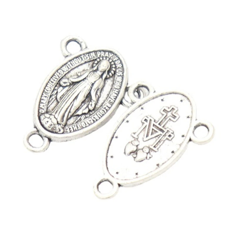 10pcs Antique Oval Charm Virgin Mary Pendant Catholic Ornament