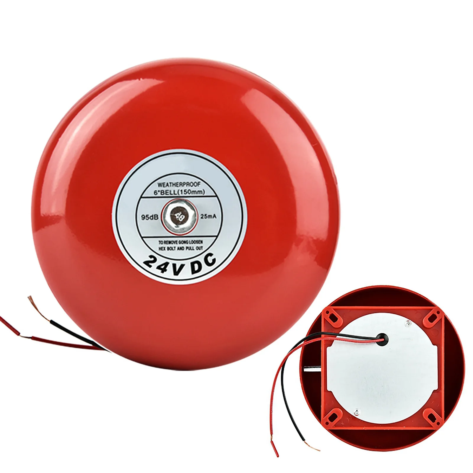 

ZK40 24V Металлический круглый колокол охранной пожарной сигнализации Красный