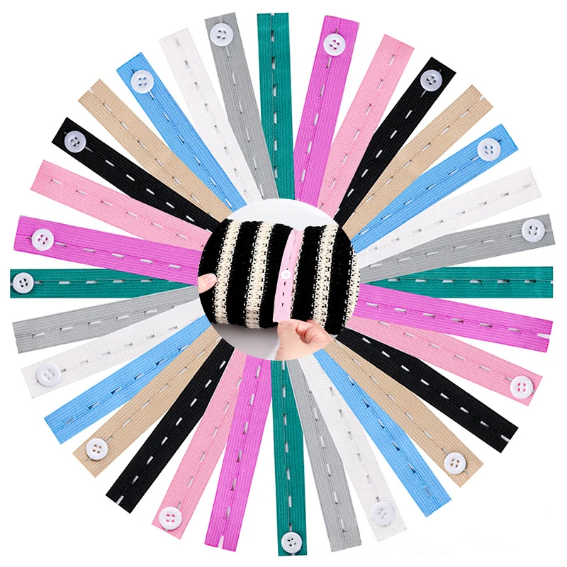 Bandas Elásticas de Nylon com Buraco Botão, Artesanato DIY, Vestuário, Calças Acessórios, Organizadores, Costura, 10-50Pcs
