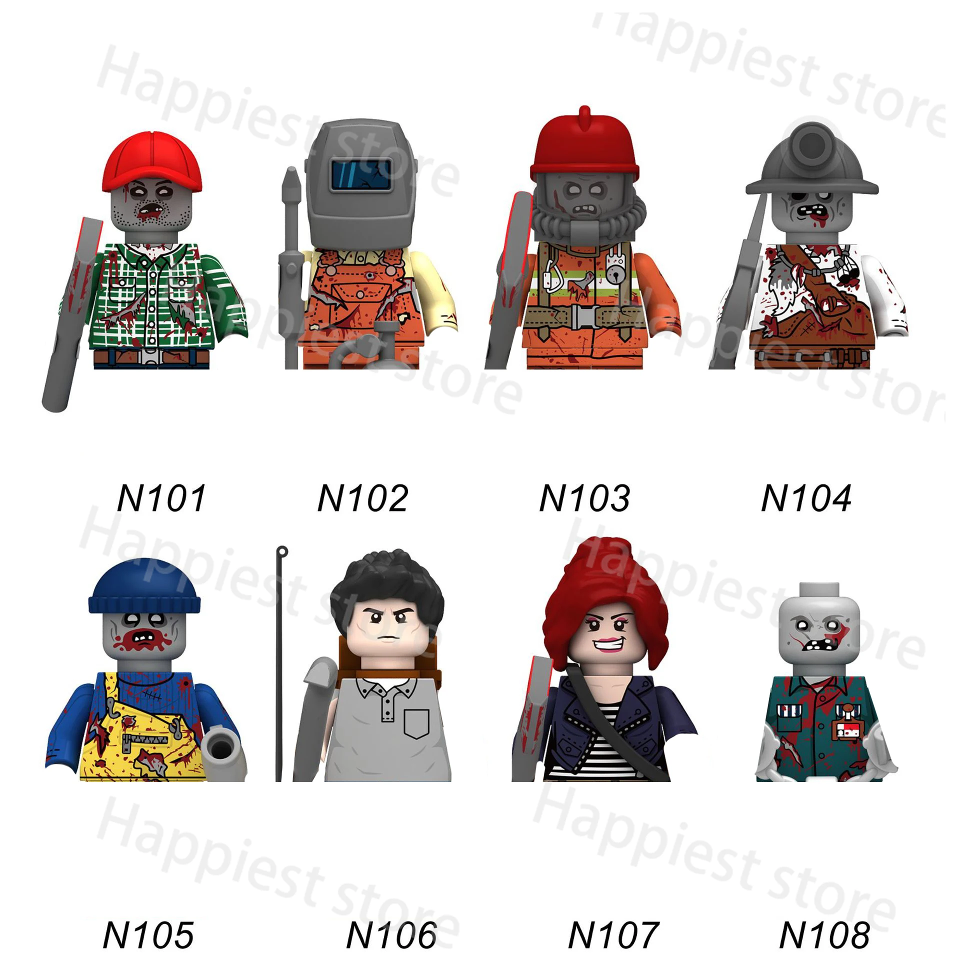 MOC Zombie Halloween Walking Deads Figures Building Blocks Ghost Nuclear Worker Soldiers Bricks Weapons Cemetery Kids Gifts Toys