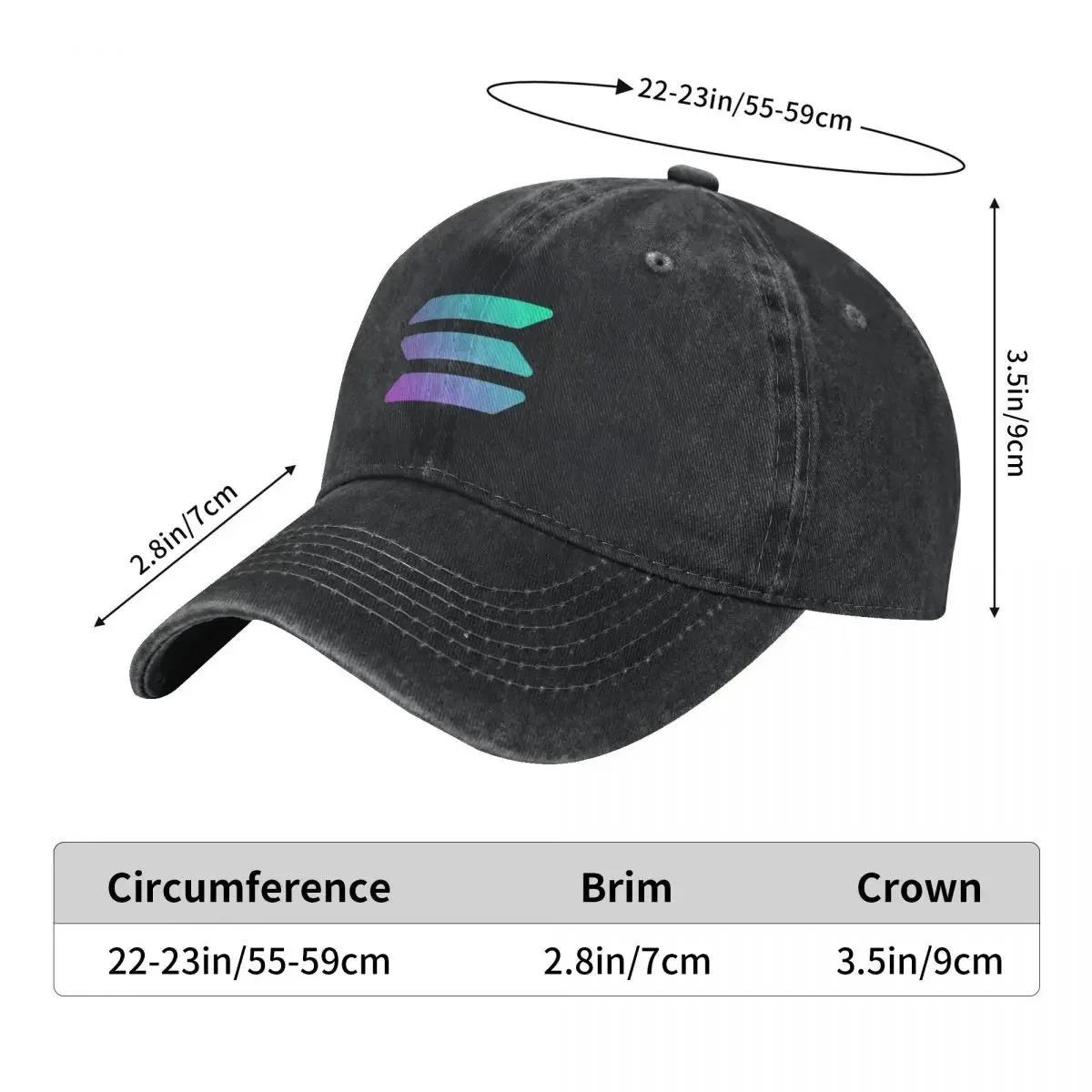 Criptomoneda Solana - Solana SOL Gorra de béisbol Moda Playa Gorra de camionero Sombrero de papá Sombrero de caballero para mujeres 2025 Hombres