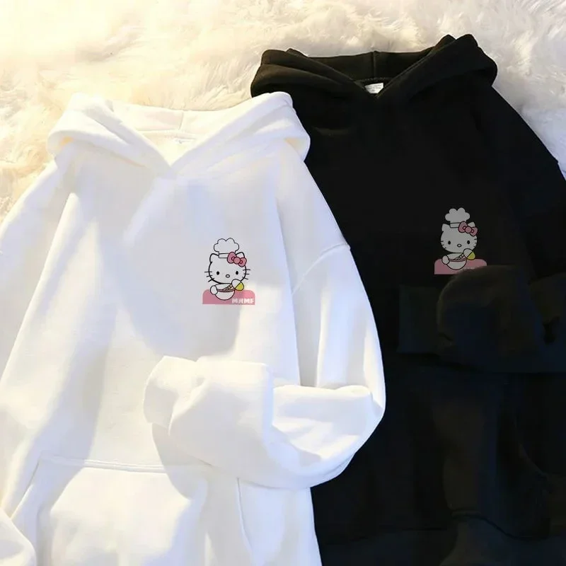 

Sanrio Hoodie Y2K Women's Sweatshirt Cute Kawaii Hello Kitty Pattern Women's Korean Style Autumn and Winter New Warm Loose Top