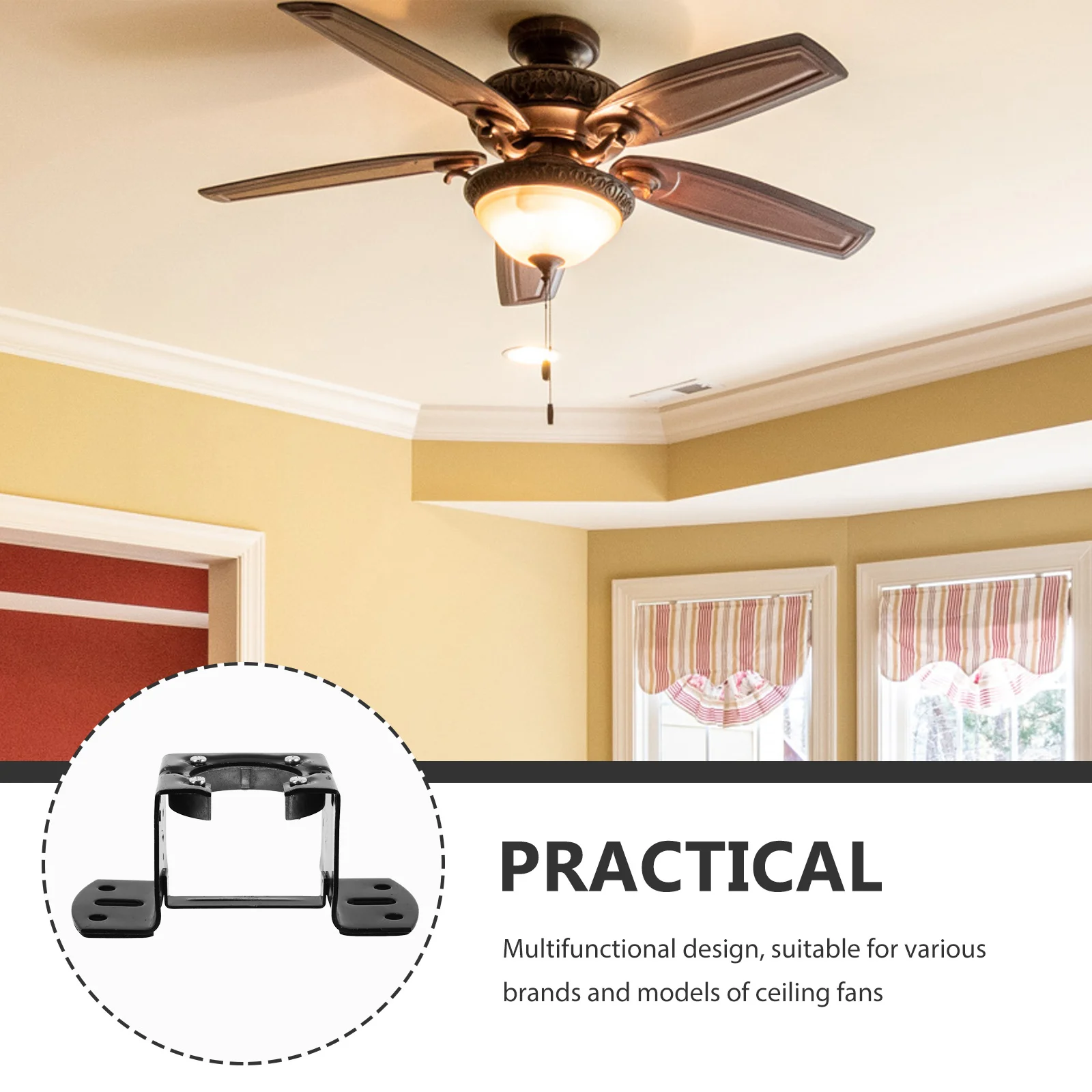 Suporte de montagem para ventilador de teto, dossel catedral preto, versátil, durável, adaptador de teto inclinado de ferro, fácil instalação