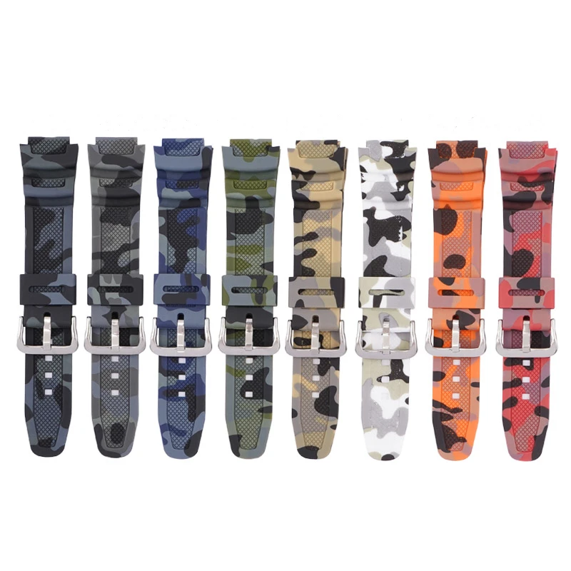 Camouflage Watchband Strap for Casio AE-1000W AQ-S810W SGW-500H AE-1300 F-108WH W-215 W-735H Sport Watch Band Straps Wrist Brace