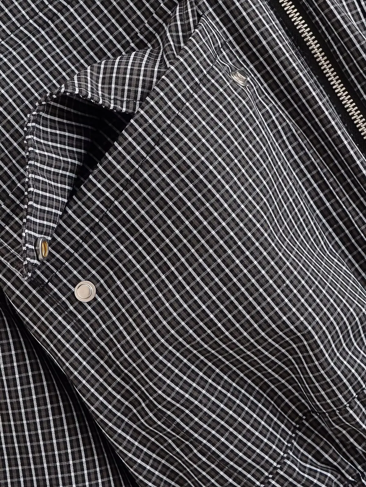 Retro Damen Karo-Jacke, modisch, mit Stehkragen, Kordelzug am Saum, lockere Passform, karierte Oberbekleidung, lässiger Mantel mit langen Ärmeln und Taschen – Detail 8