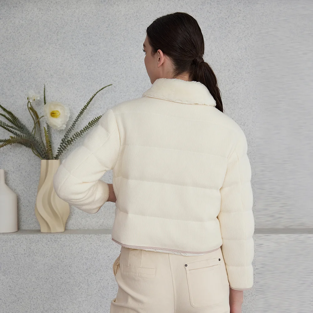 CA-26 Luxe femmes vêtements d'hiver court épaissi 90% résines blanches vers le bas manteaux veste de laine