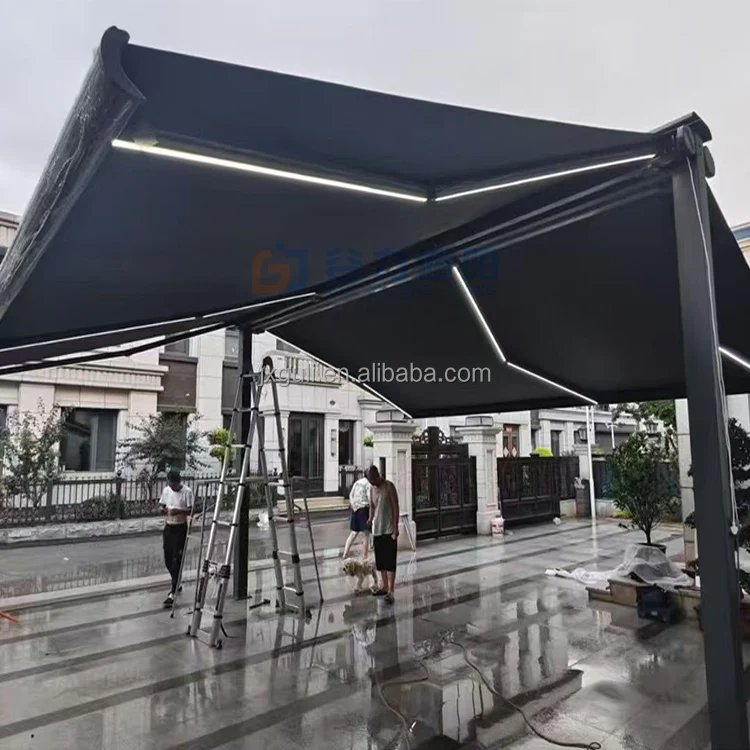 

Aluminum Alloy Double Side Retractable Cassette Awning Acrylic Sail Led Light Imported Fabric Remote Control Folding Arm Sun