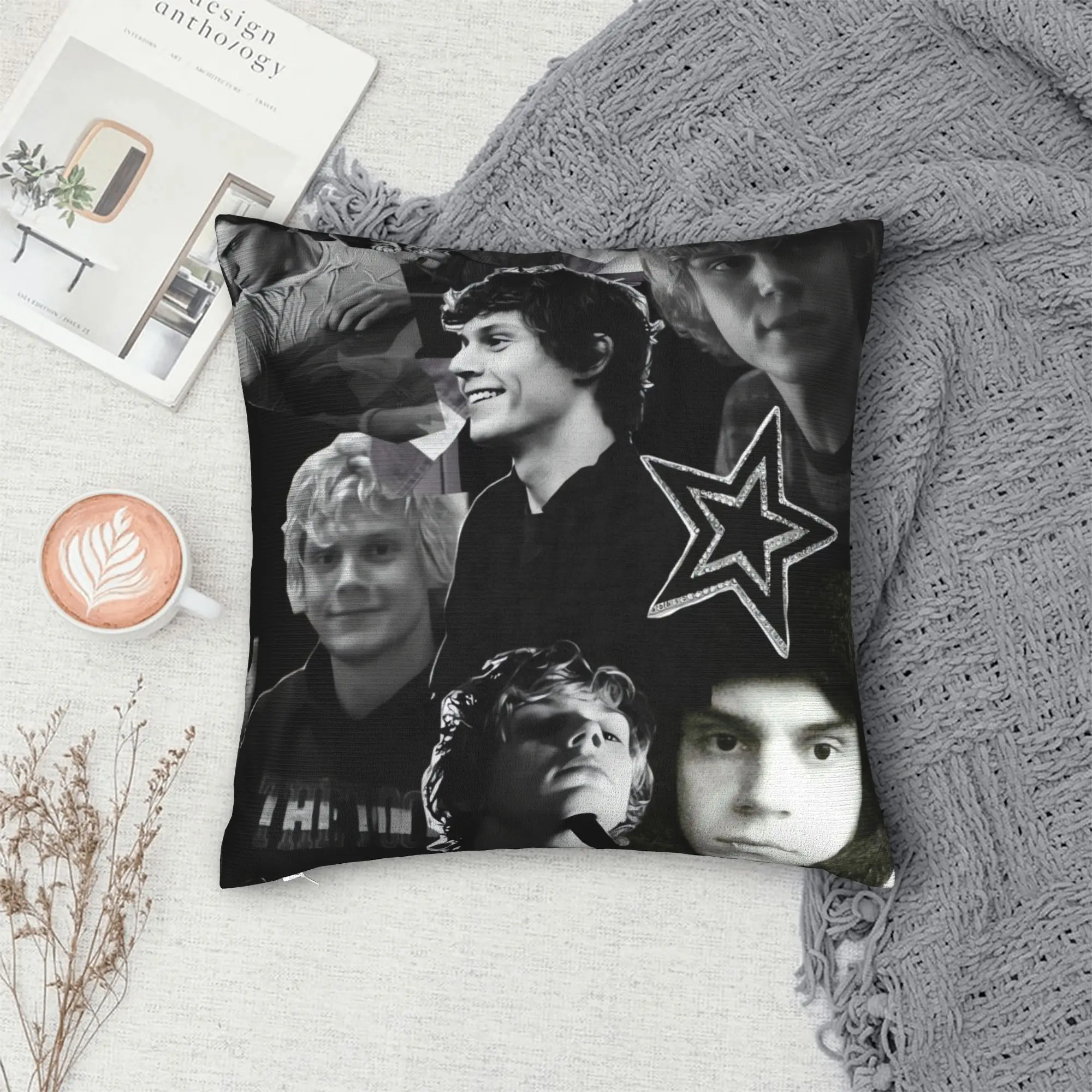 Vintage Evan Peters Black White Group Pillowcases  Retro Trendy Pillow Case For Sofa Home Decor Soft Pillow Cover