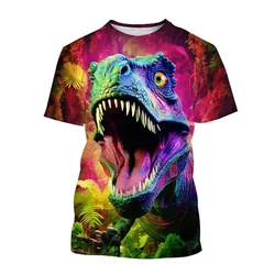 Animal Dinosaur 3D Printed T-shirt Men Kids Tyrannosaurus Pattern Short-sleeved Round Neck T Shirt Casual Street Tees Tops