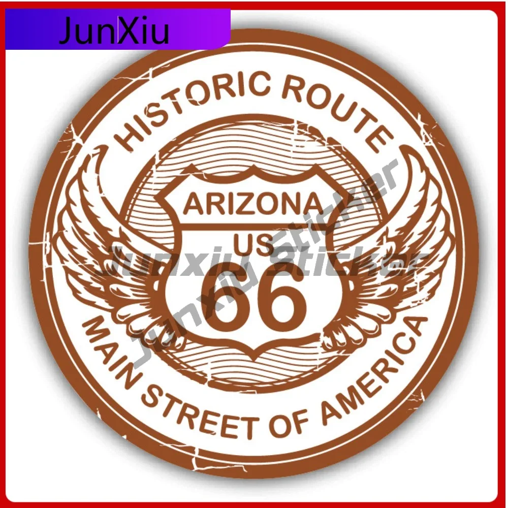 

Grunge Rubber Stamp Historic Route 66 Car Decal Bumper Stickers Funny Style Motorcycle Use For Laptop Auto Styling Accessory