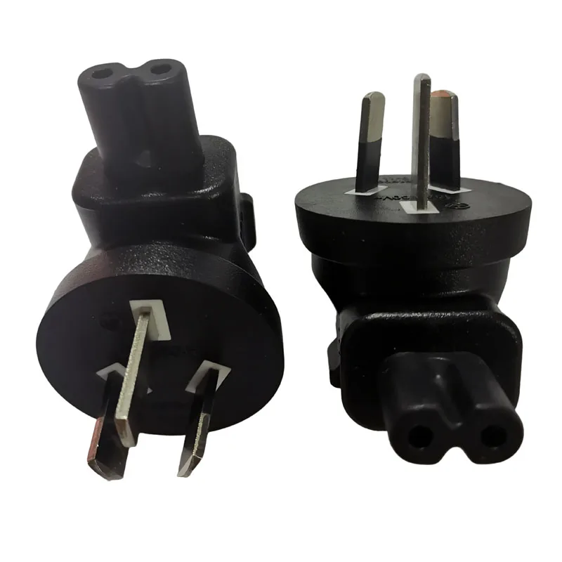Black Up Down Elbow CN AU 3 Prong to C7 Power Adapter Plug Australia New Zealand China Male to Figure 8 Female Receptacle