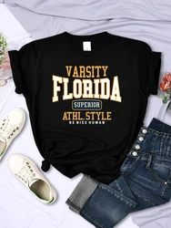 Florida Superior Athl Style Womans Short Sleeve Personality Casual Tops Oddychające koszulki All-math Street Women Tee Clothing