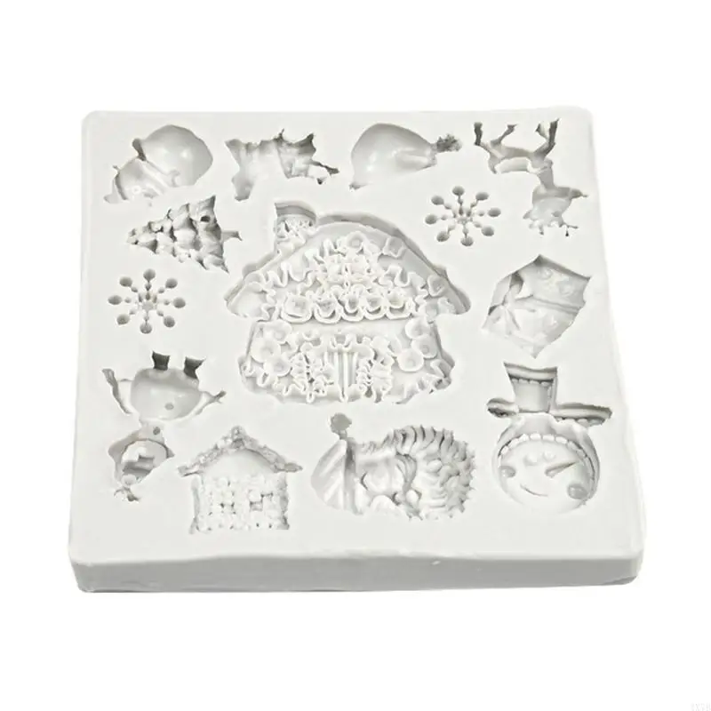 4X7B Chocolate Molds Christmas Series Kitchen Baking Tool Silicone Texture for Candy