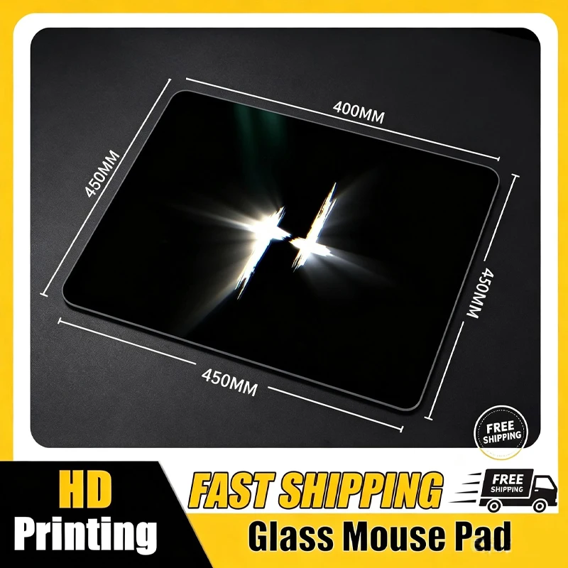Minimalist Cross Photovoltaic Glass Mouse Pad - Upgraded Tempered Hard Surface For FPS Gaming Office Home Use Ultra-Smooth Glide