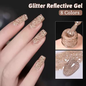 UR SUGAR 15ml Sliver Pemoles Gel Kuku Reflektif Semi Permanen Berkilau Semi Permanen Efek Kilau Gel UV Manikur Seni Kuku 8 glitter penjualan terbaik untuk kuku - №