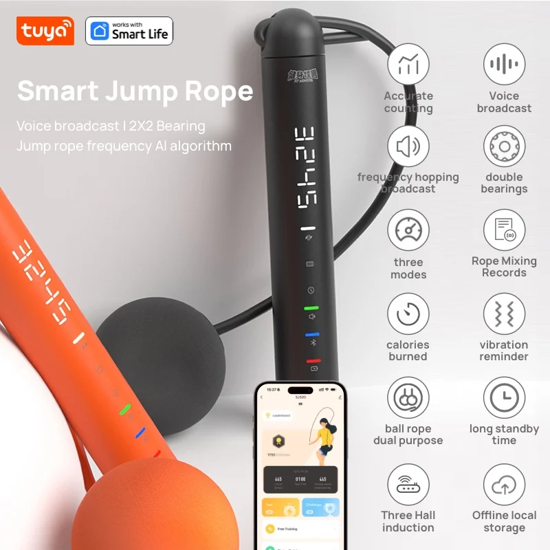 Tuya Smart Jump Rope,APP Data Analysis,Workout Jump Ropes for Home Gym,Crossfit,Jumping Rope Counter for Exercise for Men, Women