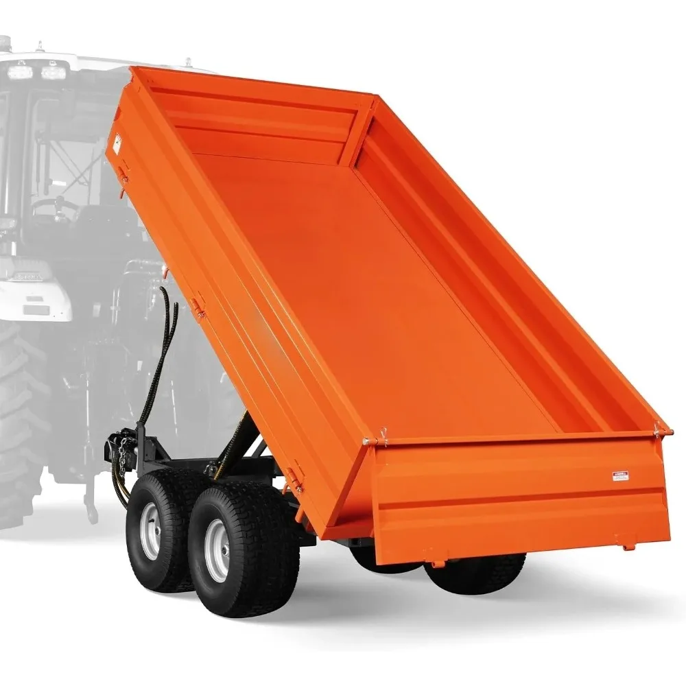 2 Ton Capacity Hydraulic Dumping Heavy Duty Dump Cart Agricultural Farm Trailer with Tail Light Model DT4X8