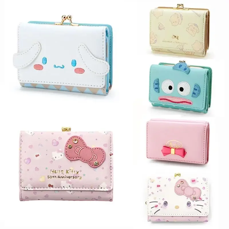 

New Sanrio My Melody Cinnamon Roll Kurome Short Student Multifunctional Cartoon Wallet Kawaii Portable Coin Purse Birthday Gift