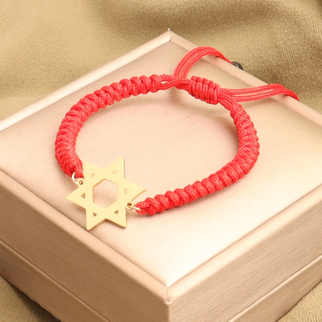 Hollow Star David Charm Bracelet Geometric Stainless Steel Hexagonal Chain Bracelet Men's and Women's Jewelry