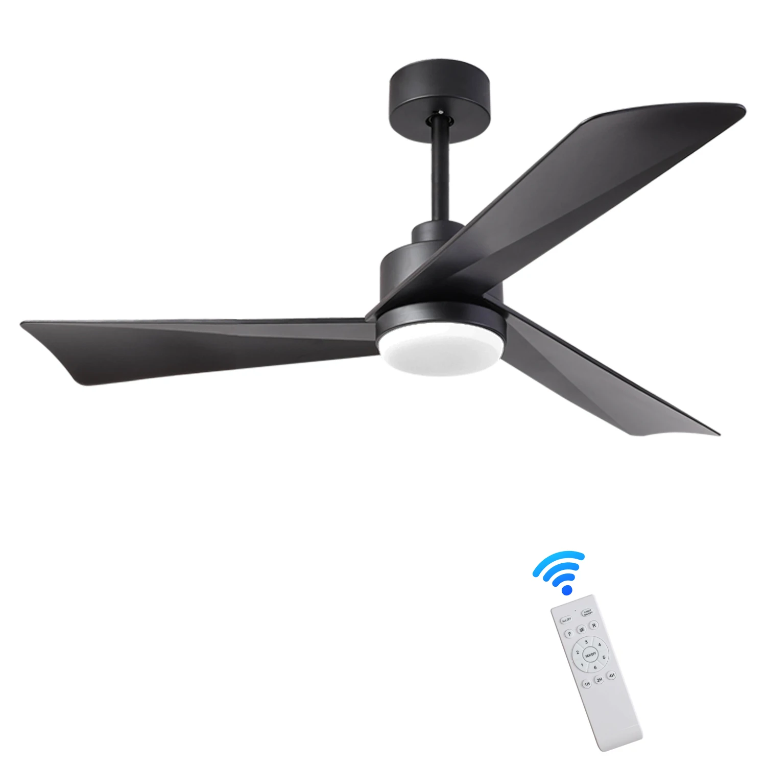 52 inch Ceiling Fan with Light, Modern Dimmable Ceiling Fan with 3 Reversible Blades, Remote Controls, for Indoor/Outdoor Patio