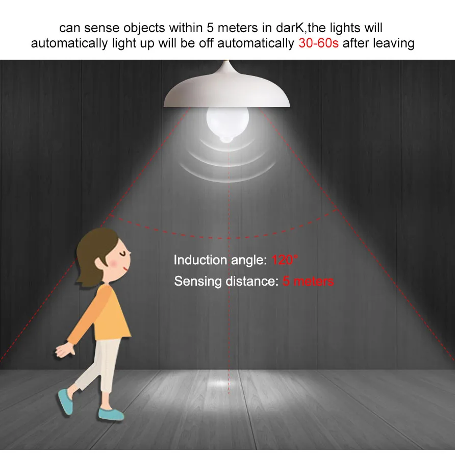 12W Smart Bulb PIR Motion Sensor 220V Motion Activated ON/OFF Home Lights Lamp LED Light Bulb with Motion Sensor