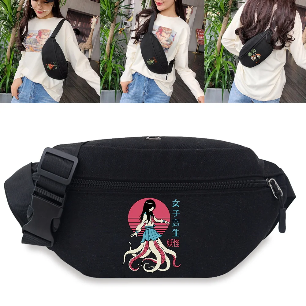 

Outdoor Waist Bag Waist Bum Bag Running Sports Jogging Belt Pouch Zip Fanny Pack Mobile Phone Bag Cute Monster Print Chest Bags