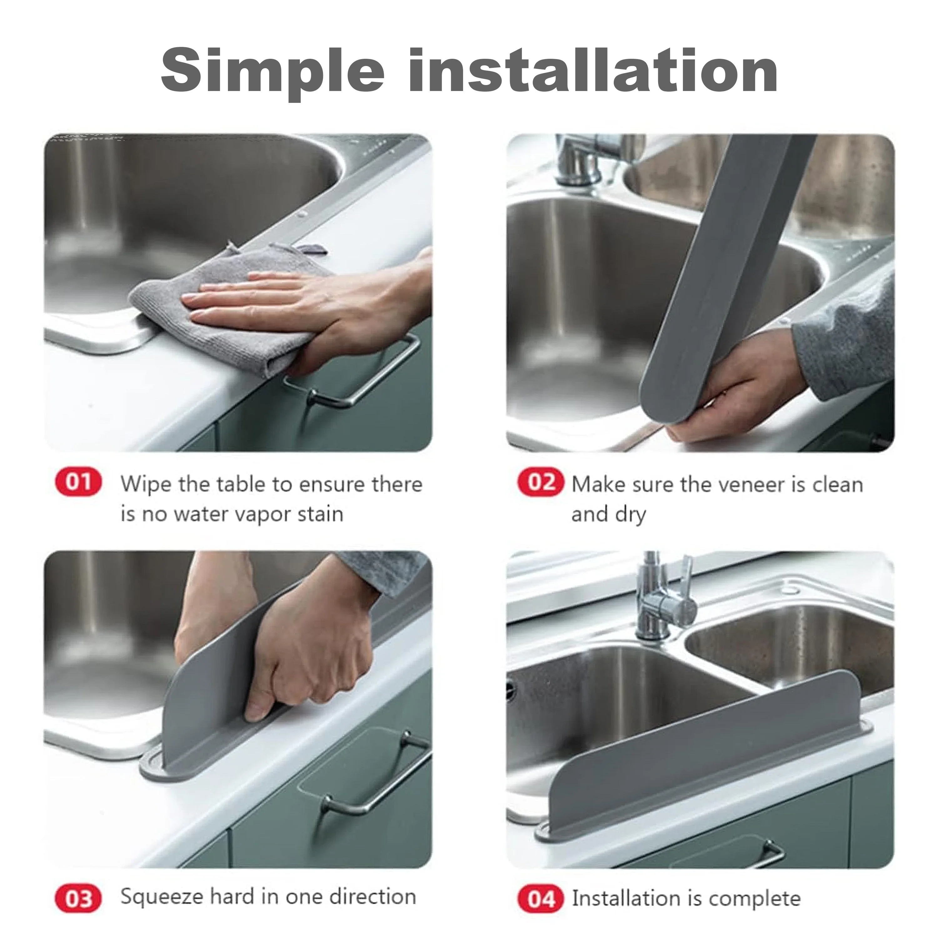 A soft silicone adhesive partition for kitchen sink splash proof partition, suitable for washing dishes and vegetables
