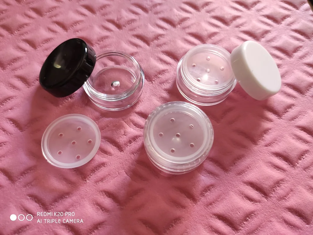 5ML 1G plastic jar pot tin case sifter loose powder case cosmetic container eye shadow blusher lip balm gel cosmetic packing