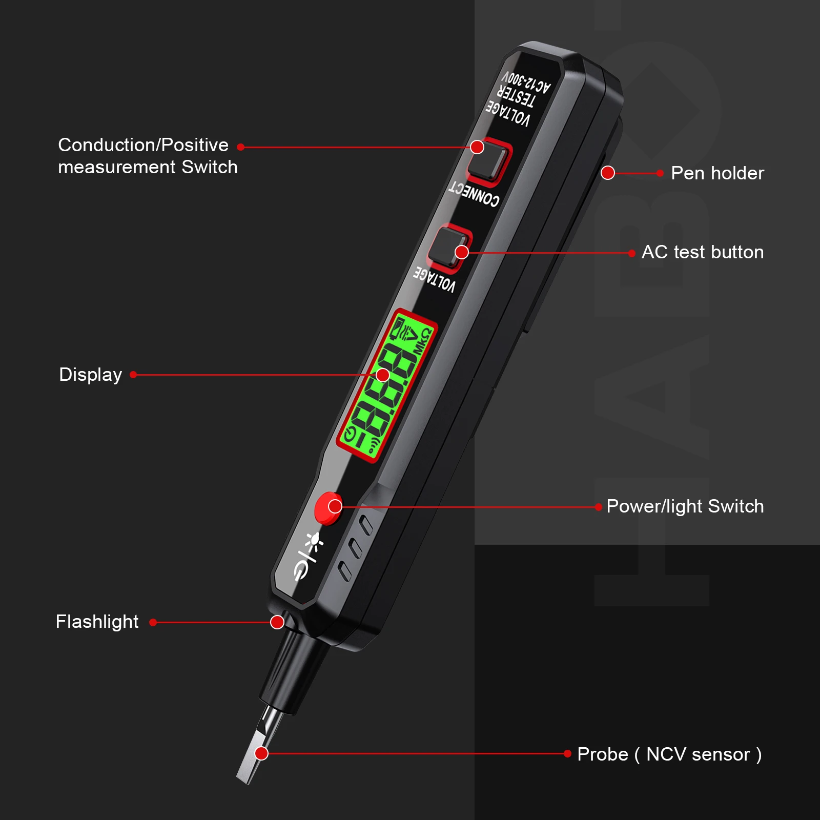 HABOTEST HT89 Electric Pen Voltage Detector NCV Voltage indicator 300V Flashlight Sensitivity AC Voltage Electrician Tester