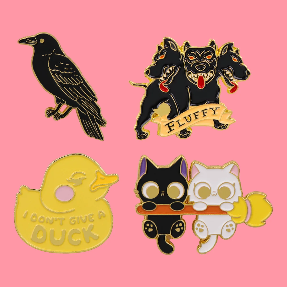 Tiere Katze Hund Emaille Pin Cartoon Ente Vogel Brosche Abzeichen auf Rucksack Metall Anstecknadel Kostüm Zubehör Modeschmuck Geschenke