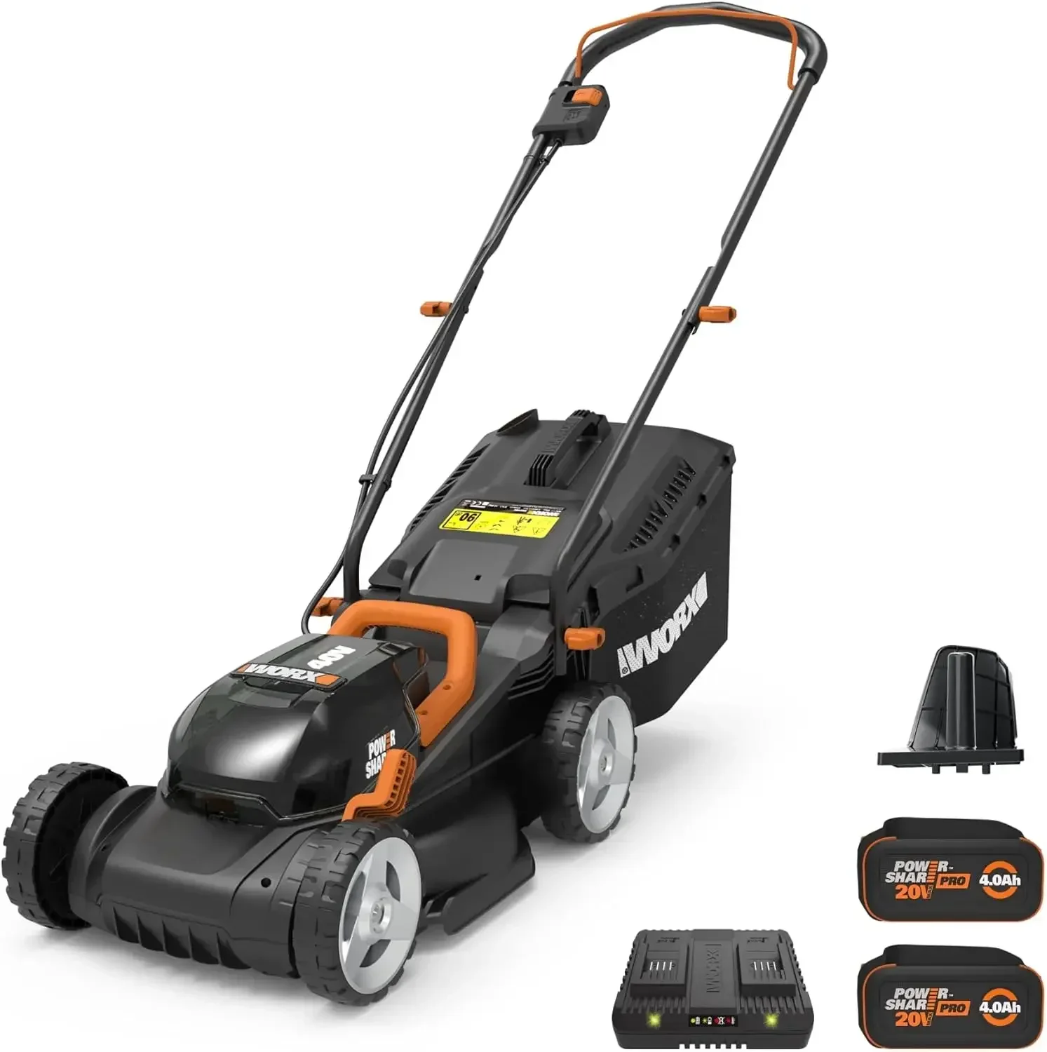 14 Inch Cordless Lawn Mower 2 in 1 Quiet Electric Push Mower Compact Lightweight 6 Position Height Adjustment Small Yards Two Ba