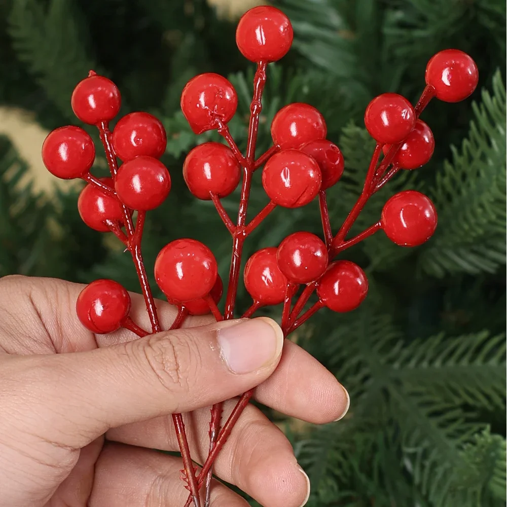 Baies artificielles rouge or argent fausses baies branche cerise étamine noël bricolage couronne florale ornement nouvel an fête décor