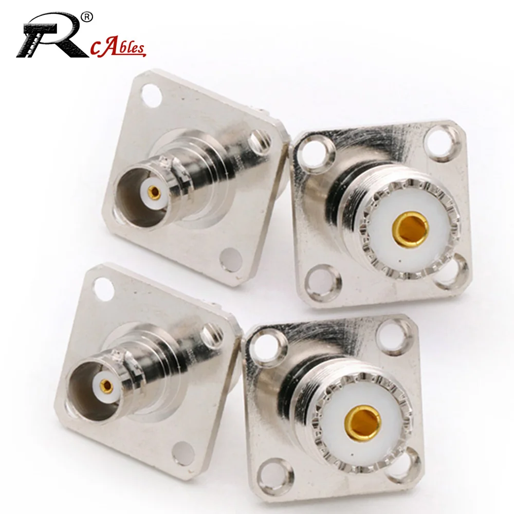 

RF Coaxial Adapter SO239 UHF Female 4 Hole Chassis Mount Connector Flange Panel to BNC Female Solder Cup Coaxial Connector