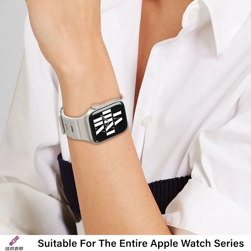 애플워치 울트라 2 49mm 44mm 45mm 46mm 42mm용 마그네틱 실리콘 스트랩, iWatch 시리즈 10 9 8 7 6 5 SE 호흡 밴드 팔찌