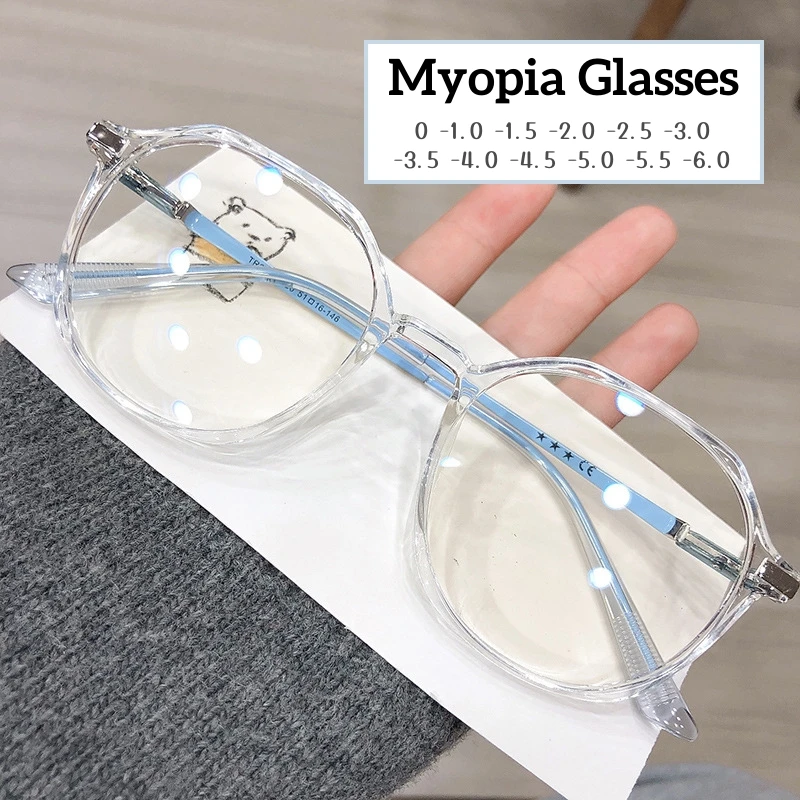 

New Trendy Blue Light Blocking Myopia Glasses Vintage Minus Sight Eyeglasses Finished Short-sighted Prescritpion Diopter Eyewear