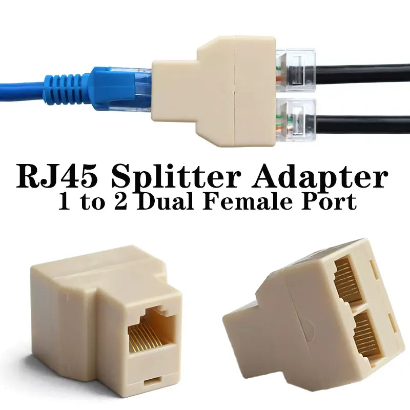 

RJ45 Splitter Adapter 1 to 2 Dual Female Port CAT5/6 LAN Ethernet Socket Network Connectionsplitter Adapter P15 Splitter Adapter
