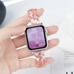 Laser Transparent Strap For Apple Watch S10 46 42mm 9 8 7 41 45mm Rainbow Bracelet For IWatch 6 5 4 SE 40mm 44 38 Ultra2 49mm