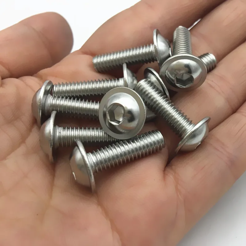 5-50Pcs M3 M4 M5 M6 M8 M10 304 Stainless Steel Half Round button Flange Head with Washer Inner Hex Socket allen Screws Bolt